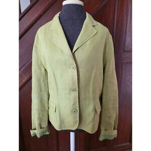 Talbots Womens 14 Irish Linen Blazer Jacket Light Green